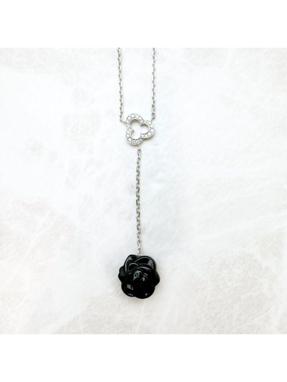 Chanel Camellia Onyx Diamond White Gold Necklace - Picture 4 of 9